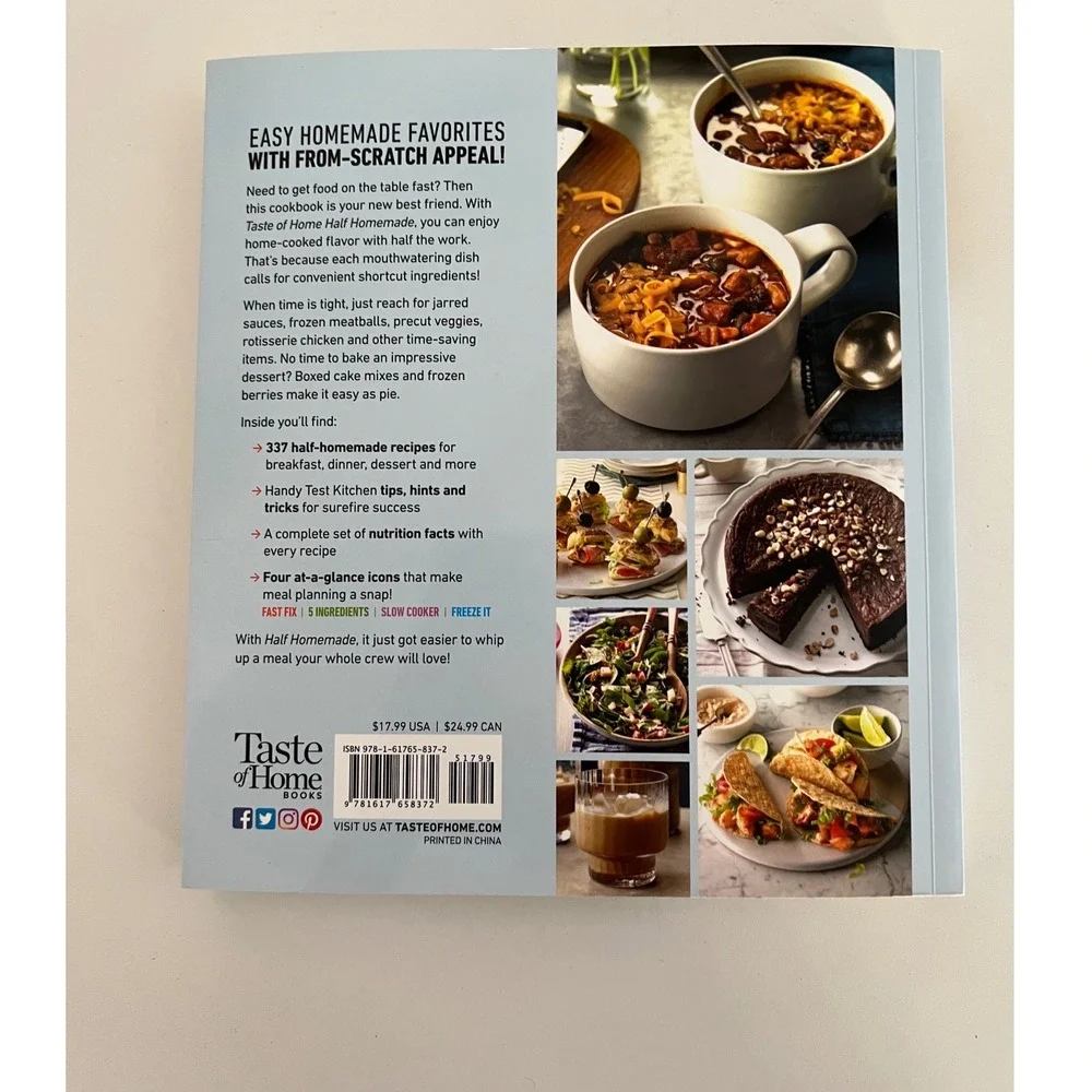 Taste‎ of Home Half Homemade Cookbook 300 Shortcut Recipes Softcover